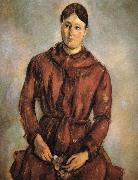 Paul Cezanne to wear red clothes Mrs Cezanne France oil painting artist